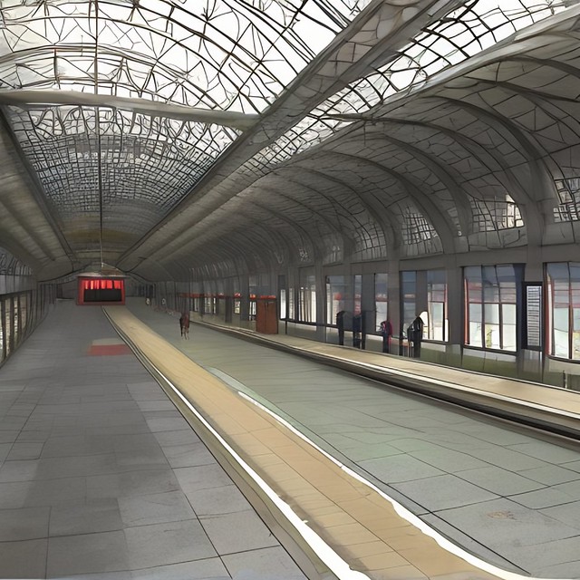 concept art for sovietcore train station