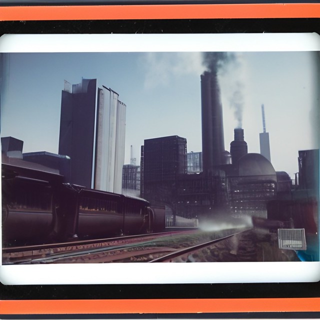 polaroid photo of modern cityscape