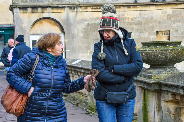 The weather for gloves? Tourists in Bath