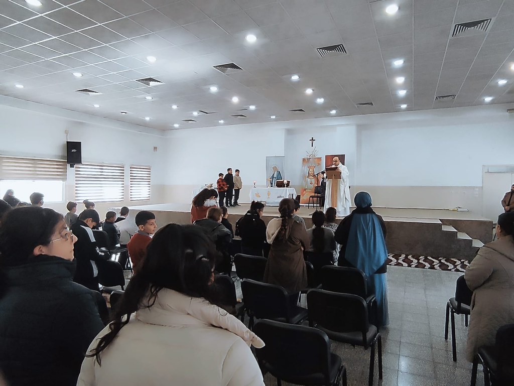 Gaza - Santa Misa con alumnos cristianos de la Escuela de la Sagrada Familia
