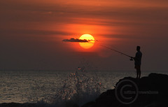angling by sunset