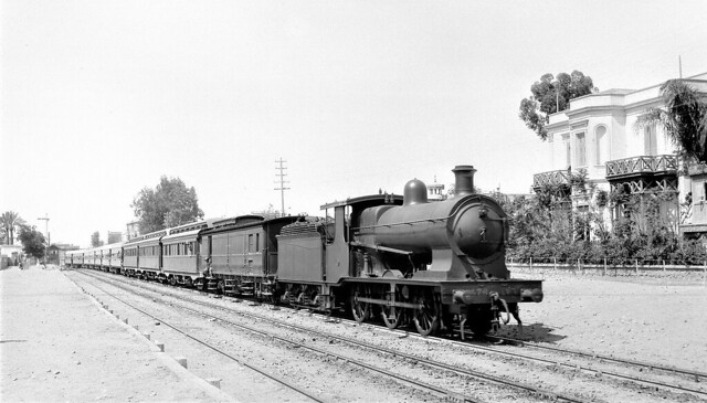 Egypt Railways - Egyptian State Railways - ESR 0-6-0 steam locomotive Nr. 476 and passenger train (Henschel Locomotive Works, Kassel 8530 / 1908)