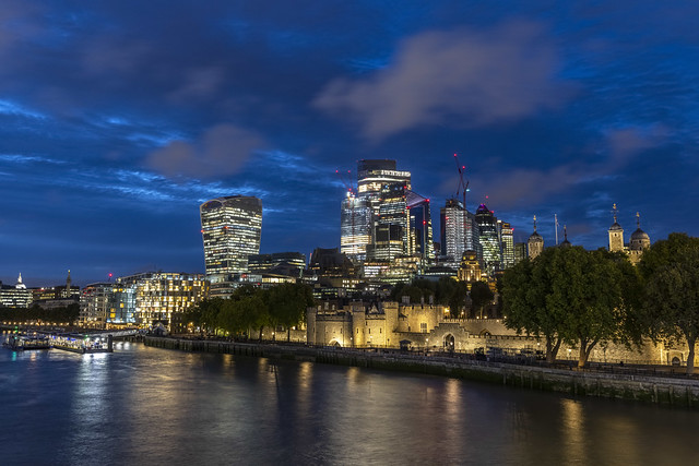 City and Tower of London During Blue Hour