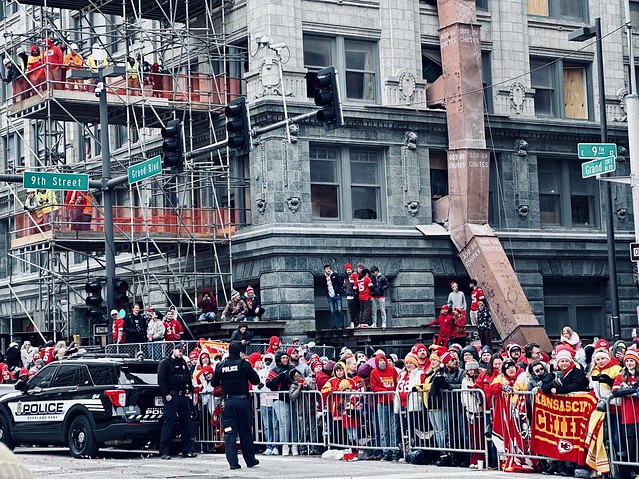 Waiting for the Chiefs parade to begin