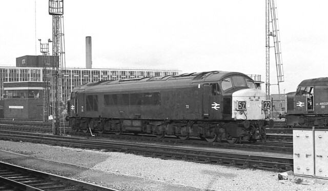 Class 45 72 45050 run's onto Bristol Bath Road Depot 1974 Class 46 46028 stand's on the right.