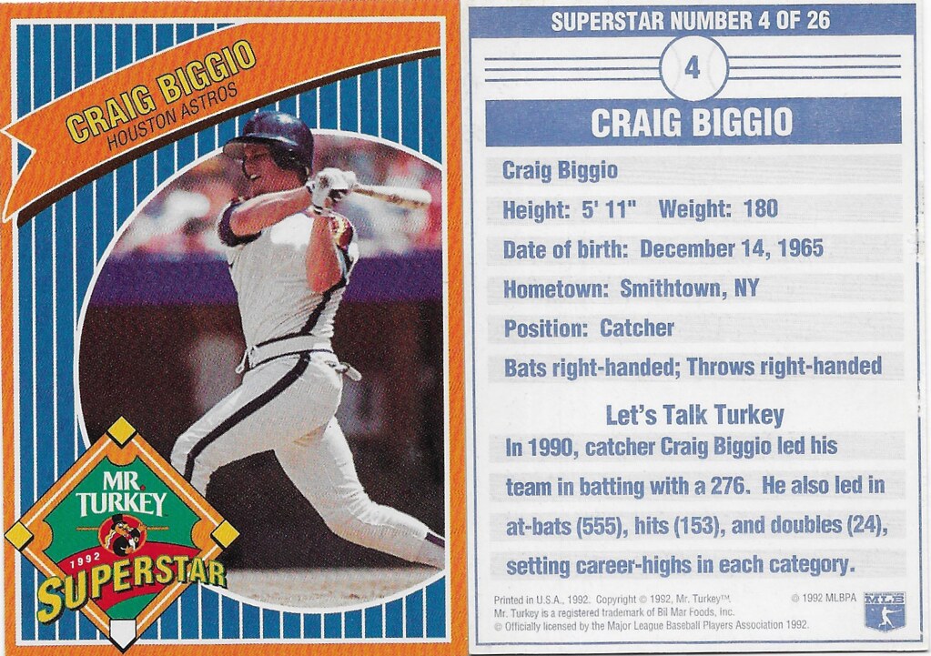 1992 Mr Turkey - Biggio, Craig (light print back)