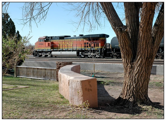 2008-0111 - BNSF Loco 4994 acting as helper on a westbound freight at Winslow, Arizona.