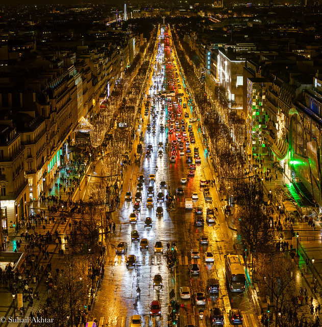 Bird's Eye View of The Avenue des Champs Elysées in Paris