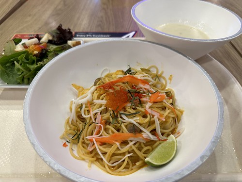 Tom Yum Spaghetti with Crab and Shrimp
