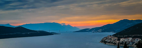 Neum Bay with Croatian Peljesac Bridge at Sunset viewed from Neum Bosnia and Herzegovina by mbell1975, Neum Bay with Croatian Peljesac Bridge at Sunset viewed from Neum Bosnia and Herzegovinaneum herzego