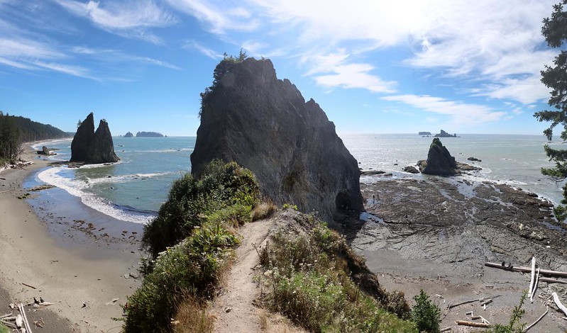 GoPro shot from the top of the wall at Hole In The Wall with Rialto Beach on the left