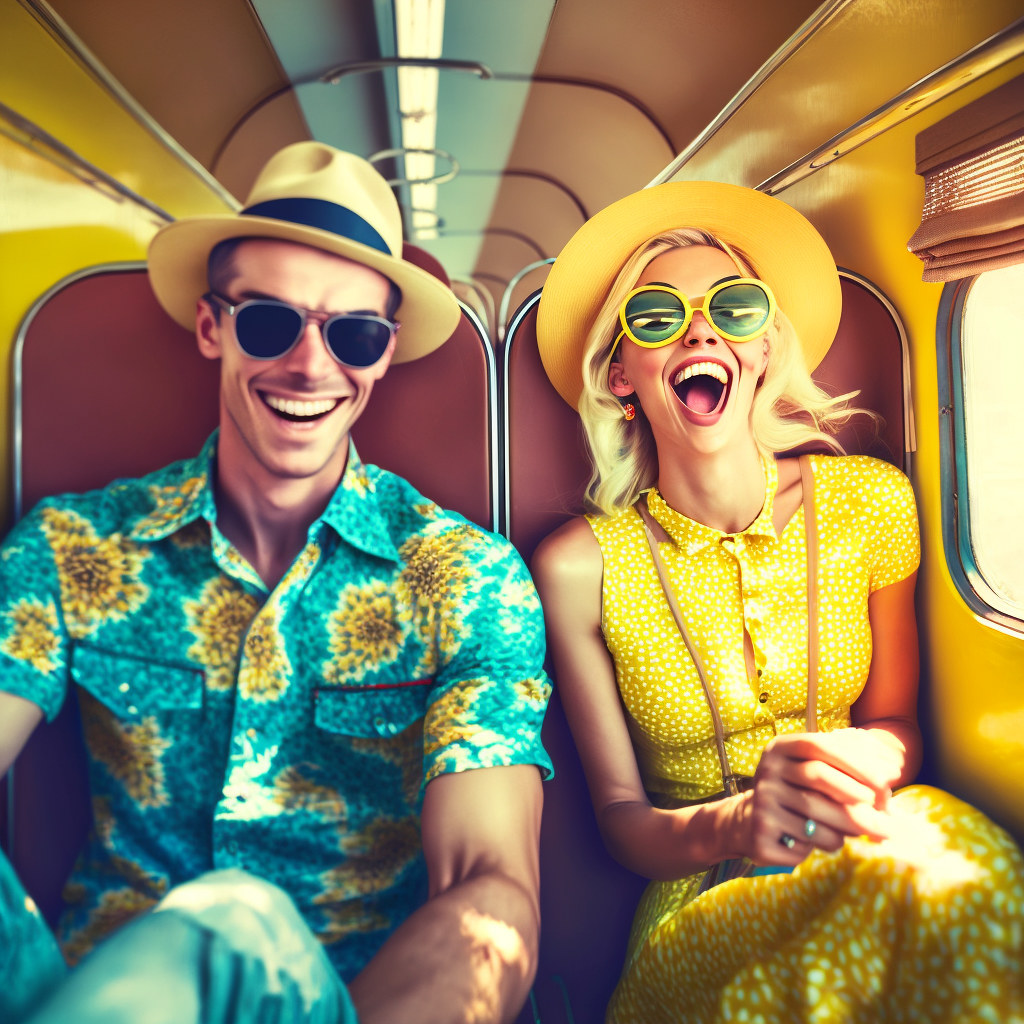 Midjourney AI: Couple on a train