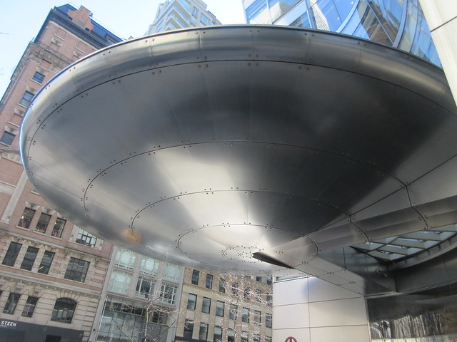 2023 Flying Saucer Hiding above Midtown Office Building Lobby 9129