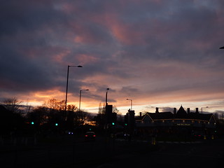 Sunset over The Billesley pub