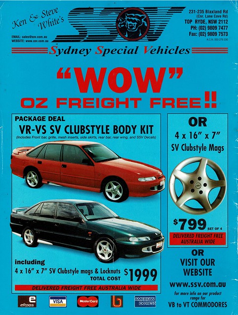 1998  Sydney Special Vehicles Body Kits & Mag Wheels Vr VS Holden Commodore Aussie Original Magazine Advertisement