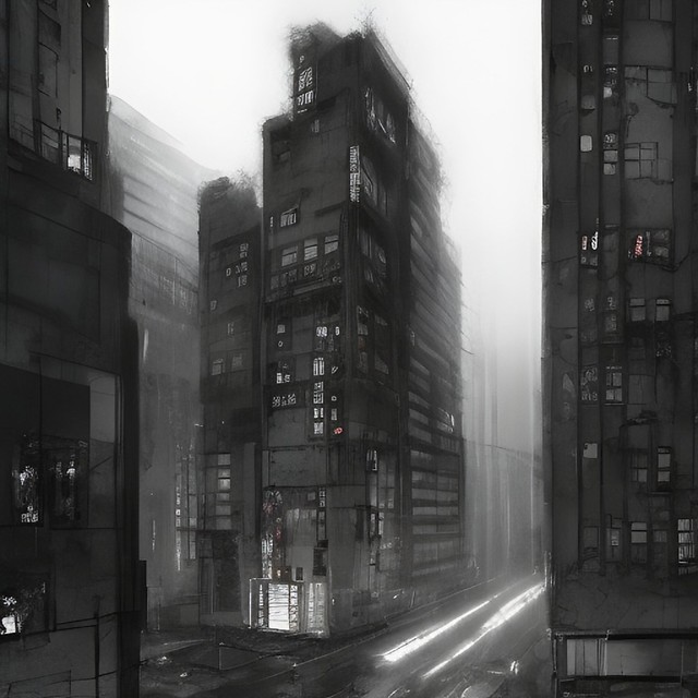 a brutalist cityscape
