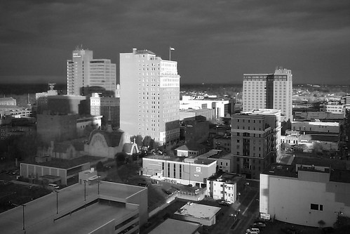 downtown winstonsalem htcozone 2009 sunrise blackandwhite