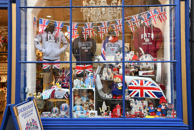Shop window in Bath, full of Union Jack stuff