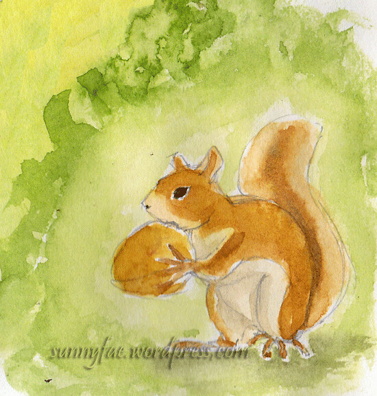 squirrel finds a nut