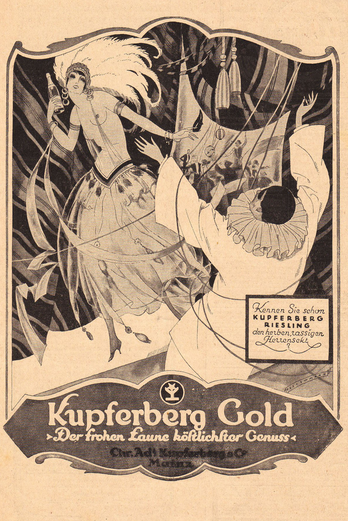 Erotik und Tanz als Kaufanreiz für einen "Herrensekt" im Jahr 1922: Werbeannonce in "Die Woche", 21.10.1922 – Deutsches Tanzarchiv Köln
