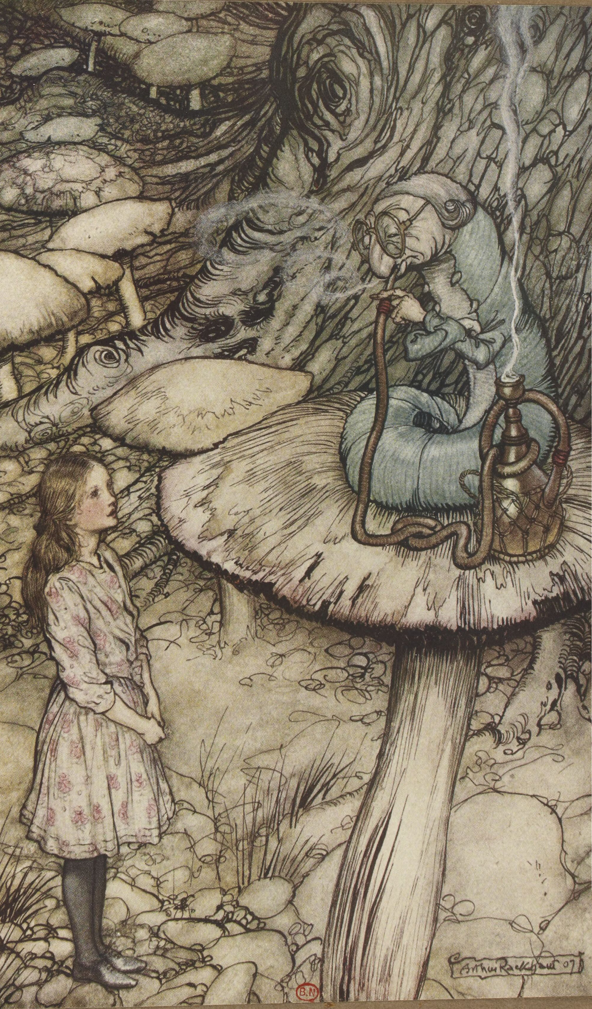 Aventures d'Alice au pays des merveilles par Lewis Carroll ; illustrées par Arthur Rackham ; 1908 | src BnF