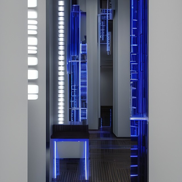photo of a neo-cyberpunk interior