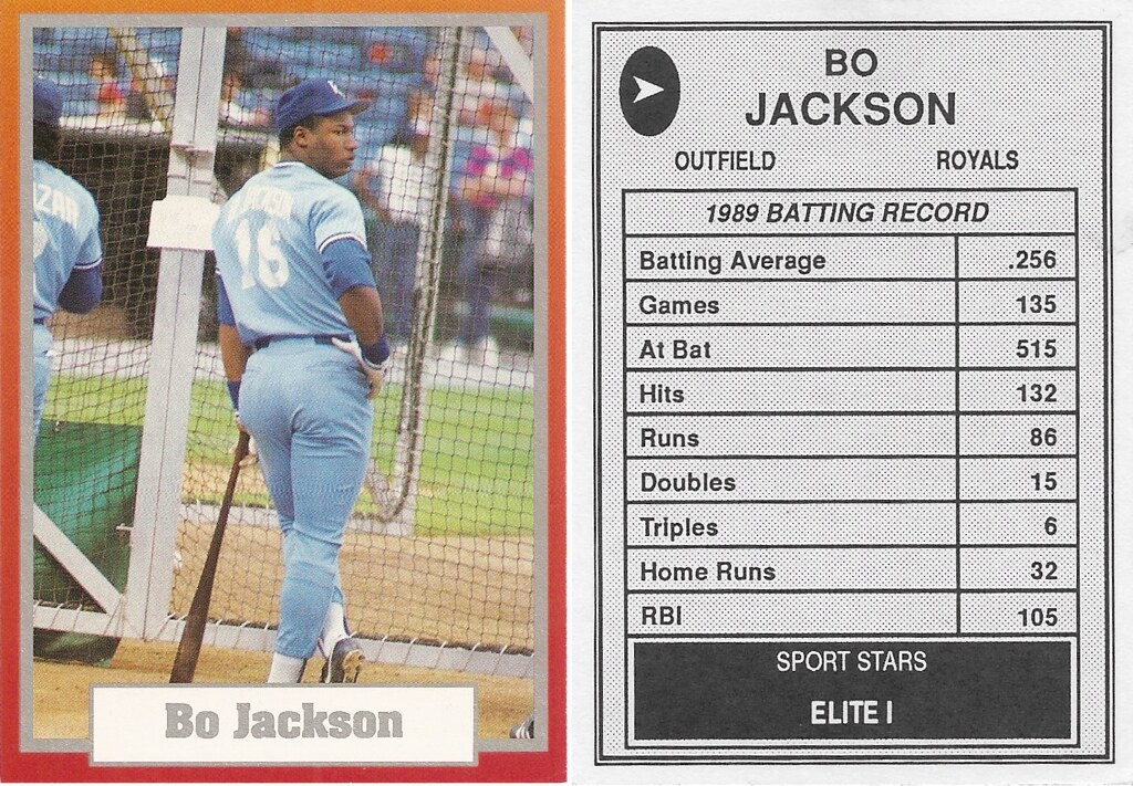 1990 Sport Stars Elite I - Jackson, Bo (baseball with baseball back)