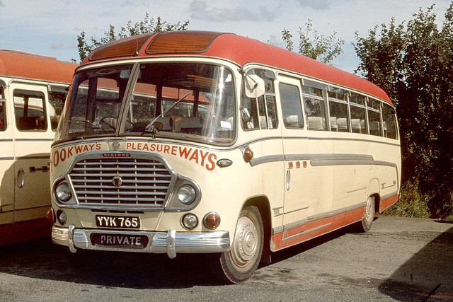 Hookways Pleasureways   . Meeth , Oakhampton , Devon . YYK765 . Municipal Car Park , Torrington , North Devon . Friday morning 09th-September-1977 .