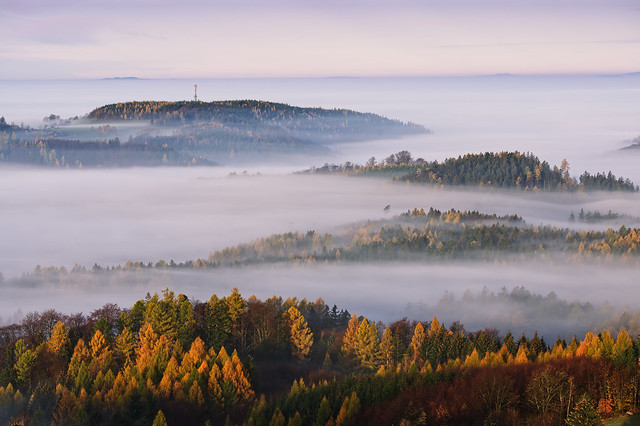 Morning inversion in Orlické hory, East Bohemia