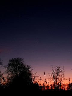 Jupiter and Venus at sunset.