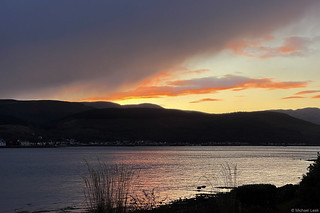 Sunset with rain; Strone, the Holy Loch, Argyll, Scotland.