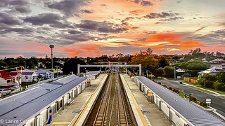 Mondays sunrise looking from East Ipswich Railway Station overhead rail bridge towards Bundamba.