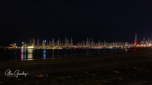 Santa Barbara Harbor by Alan Greenberg Photography, santabarbara california unitedstates ocean beach usa water sunset waves sand pacific blue night long