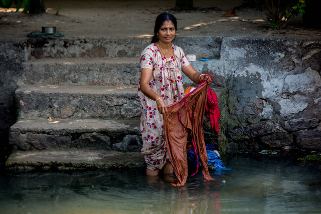 Washing Clothes in the Canal, Karumadi, Kerala, India