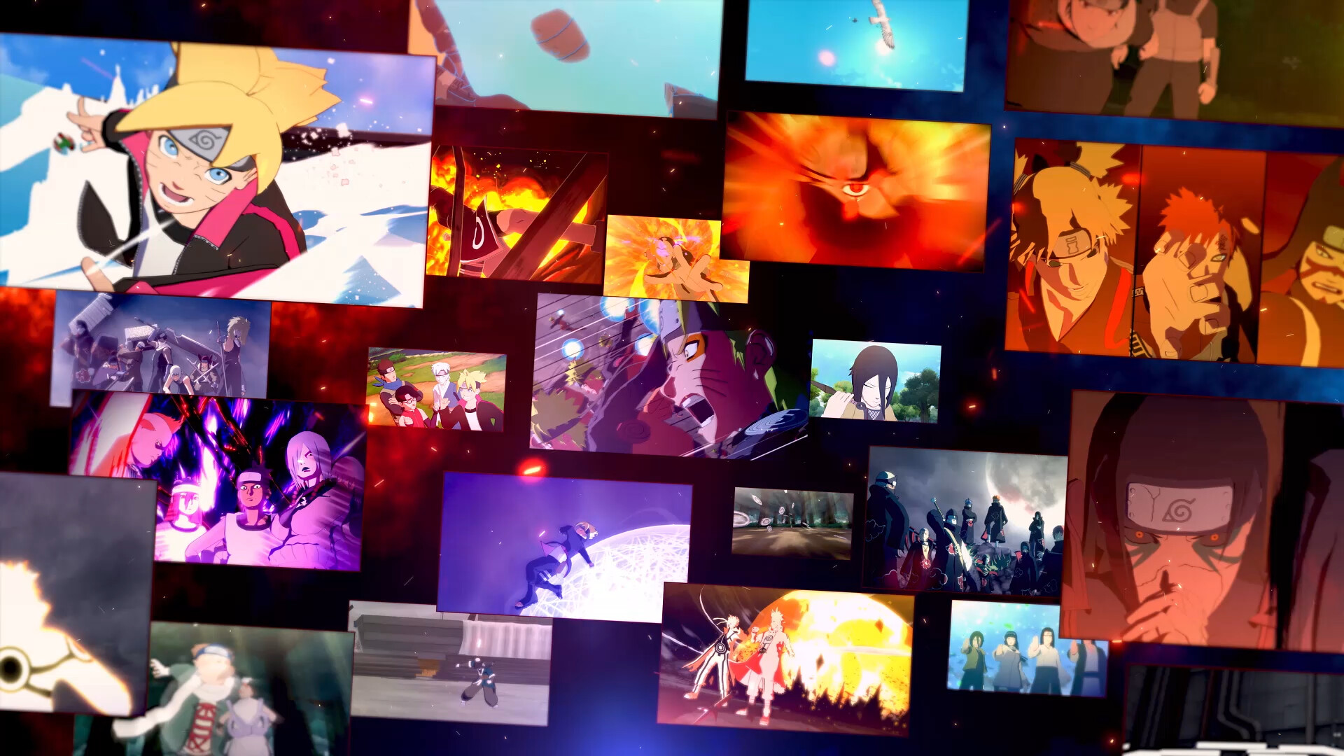 Un collage enorme de escenas icónicas de Naruto y Boruto.