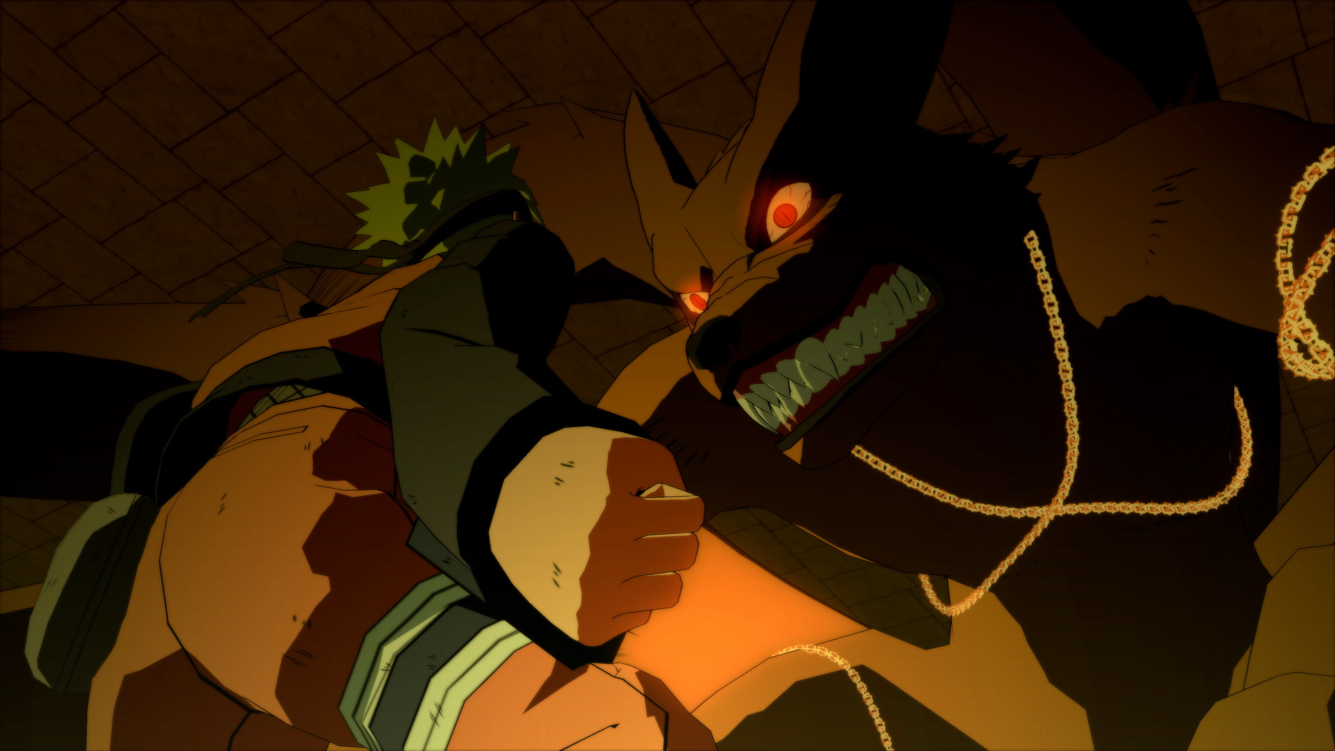 Naruto will face a nine-tailed fox in chains.