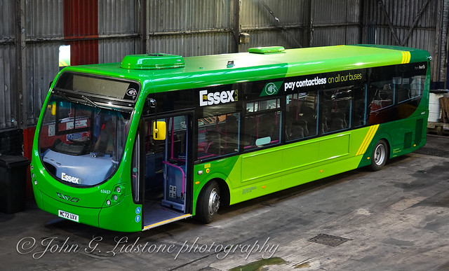 Brand new, before entering service - mint First Essex (Hadleigh) Wright StreetLite 63457, MC72 UXV looking very smart, ready for service after mirror modification and livery detailing