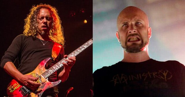 Гітарист гурту «Metallica» Кірк Гемметт на сцені з групою «Meshuggah»
