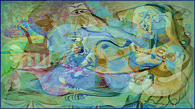 Picassos Nackte geschichtet / Picasso's nudes layered / Les nus de Picasso superposés / 毕加索的分层裸体