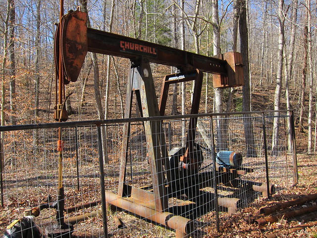Fenced in jack in the Big Sinking Oilfield in Kentucky