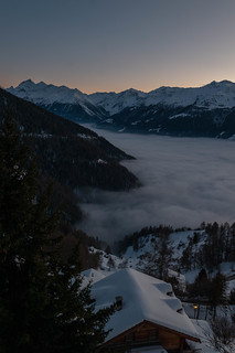 Le Val d'Anniviers dans les nuages, vue de Chandolin (Valais Suisse)