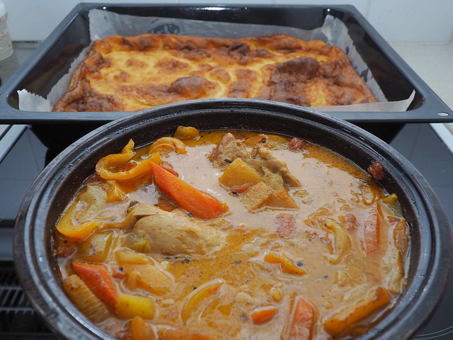 menu of the day - chicken stew and pancake ...