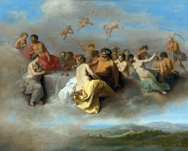 Cornelis van Poelenburch (c.1594-1667) - Meeting Gods in the clouds