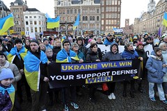Demo tegen "agressor Poetin" Amsterdam