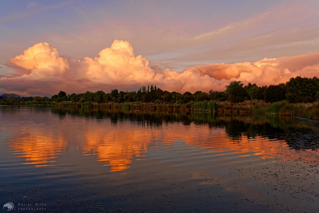 Sunset over Kaiapoi Lakes