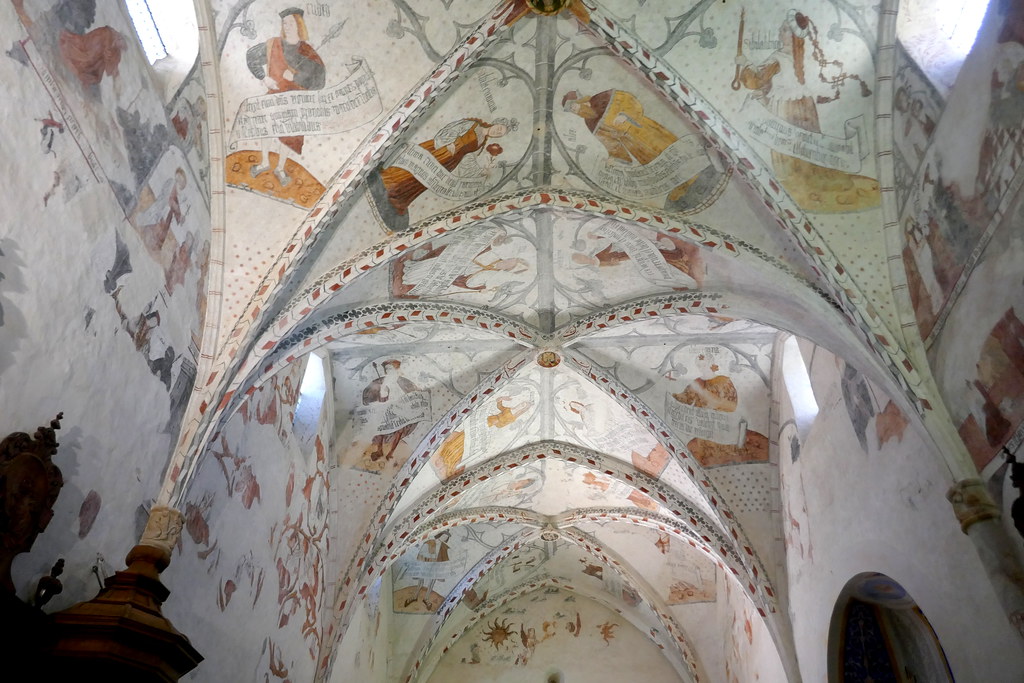 Fresques XVIe siècle, cathédrale Notre-Dame de la Sède, XIe-XIVe siècles, Musée départemental de l'Ariège, Saint-Lizier, Couserans, Ariège, Occitanie, France.