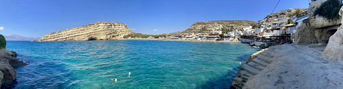 Panorama beach Matala, Crete, Greece.