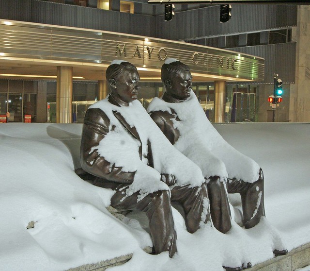 Mayo Clinic snowy night