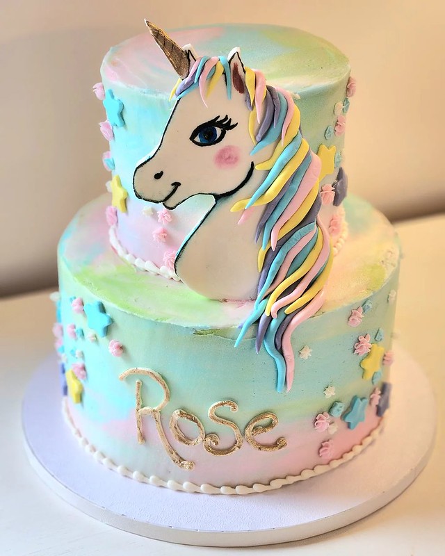 Rainbow Unicorn Cake by Two Buoys Cakes