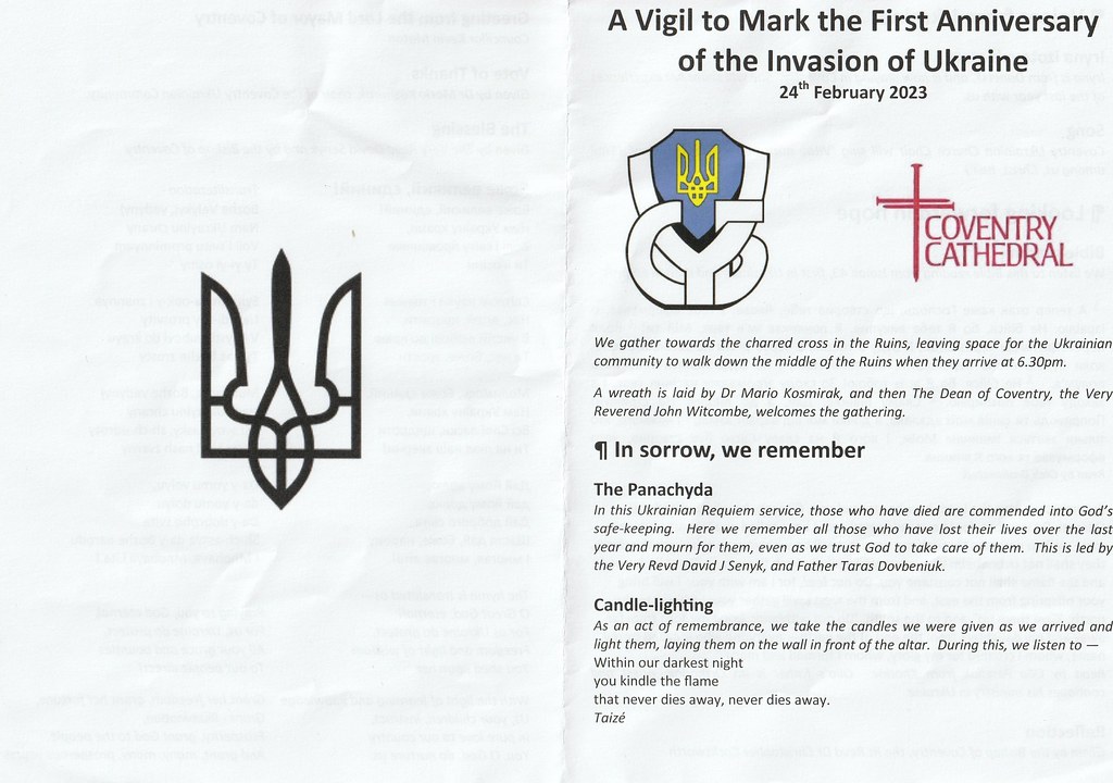Coventry Vigil to Mark the 1st Anniversary of the Invasion of Ukraine